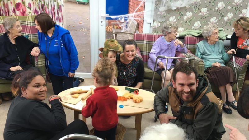 Parents, children and residents at Hengrove Lodge