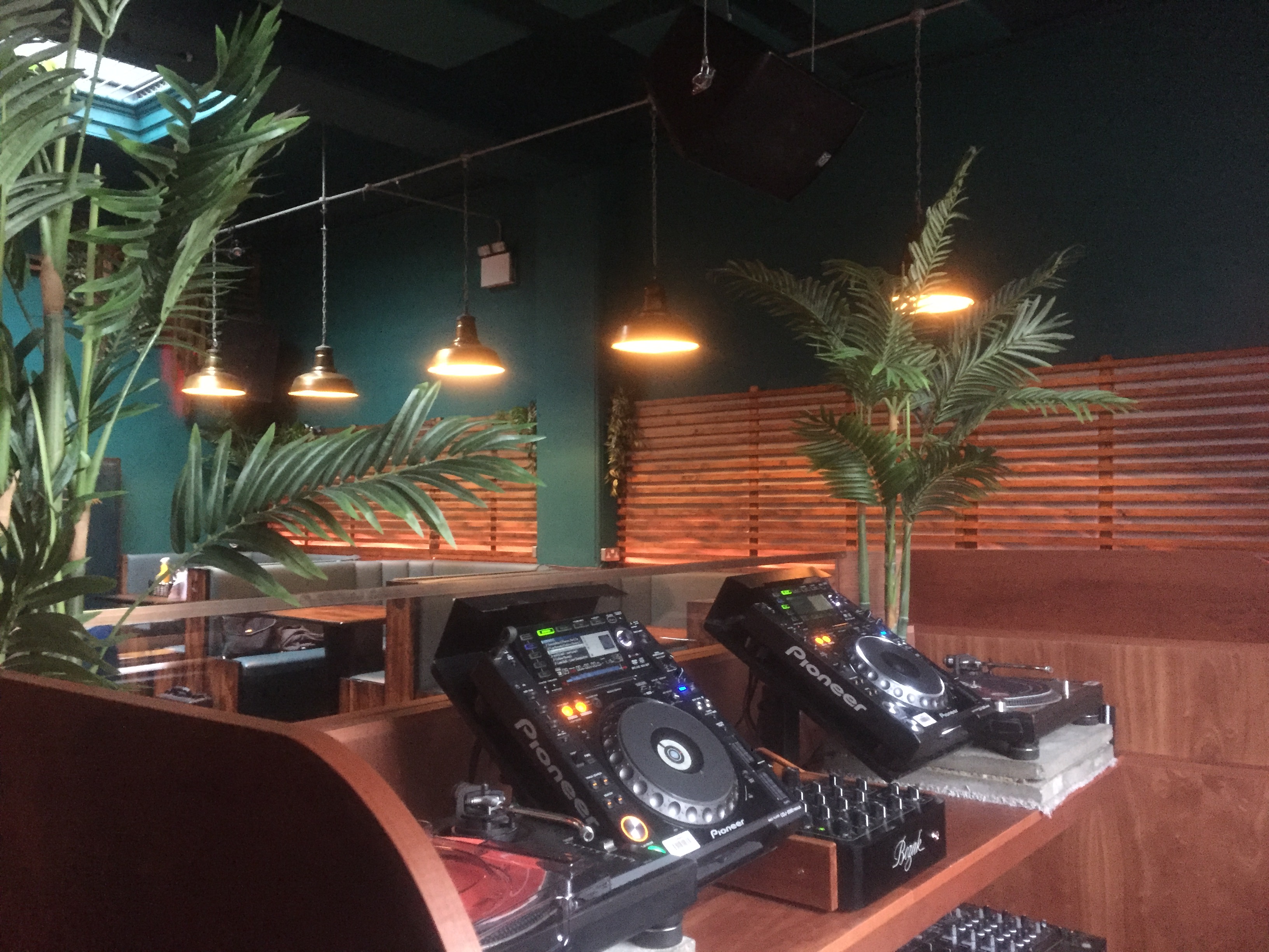 The dj booth at The Love Inn in Stokes Croft