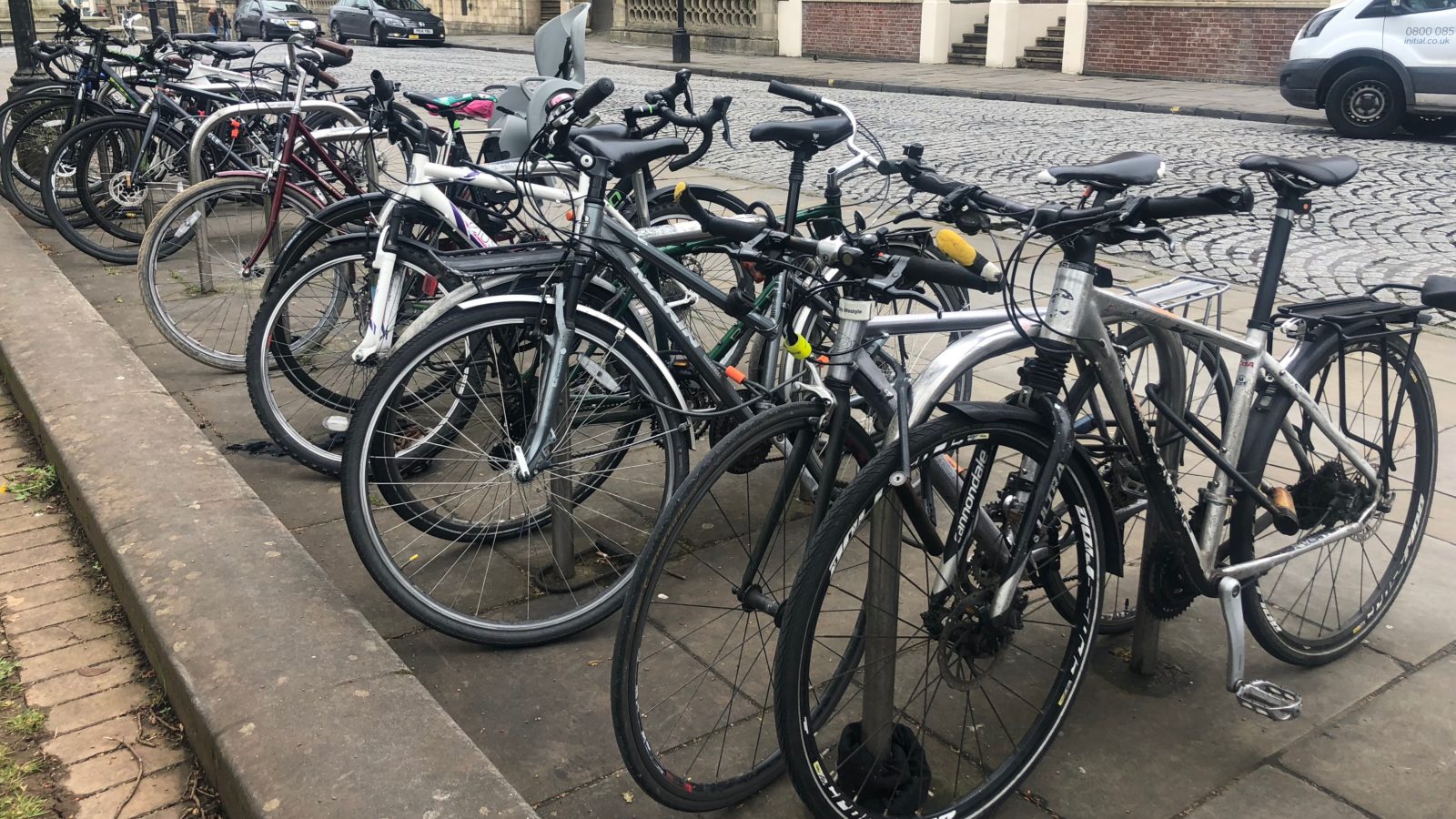 Bike racks next to College Green, Bristol
