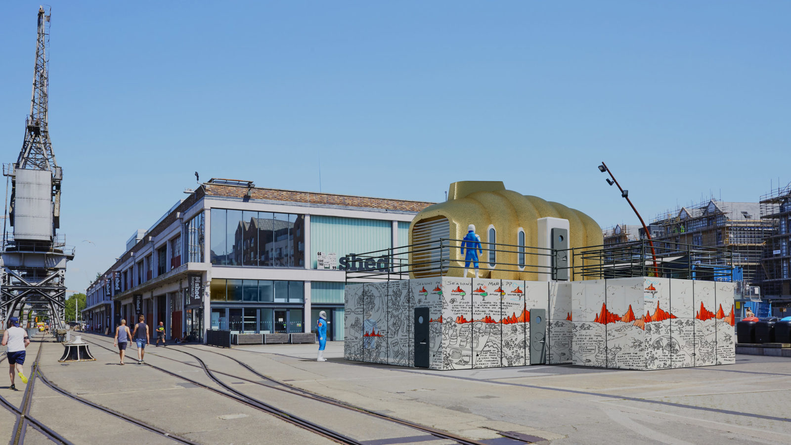 Building a Martian house installed in museum square outside