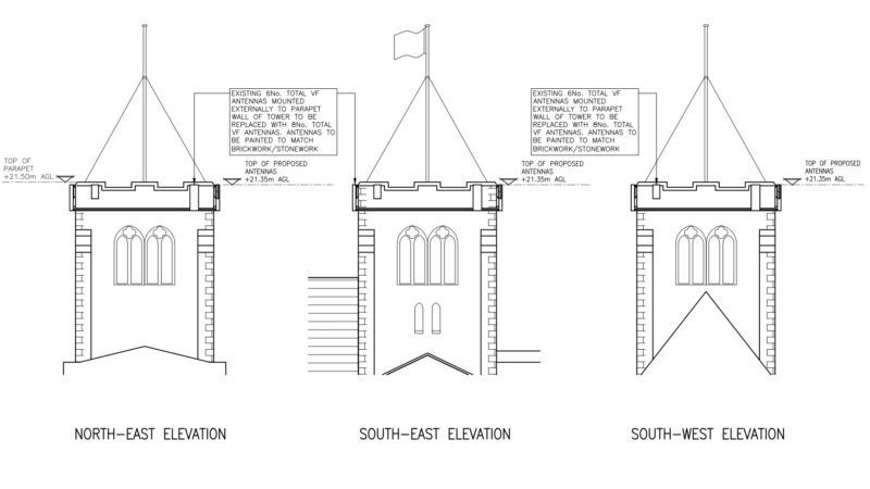 Plan of a 5G installation on top of a church tower