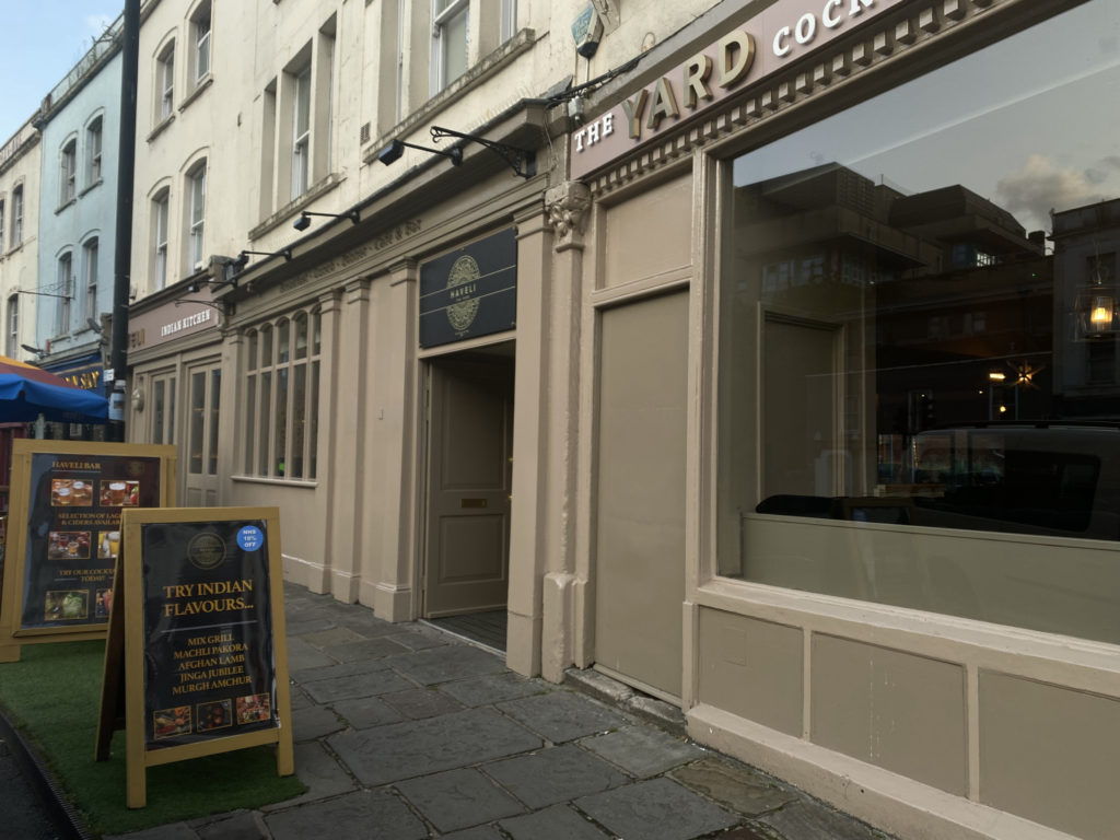 Haveli The Yard's beige exterior as seen from outside