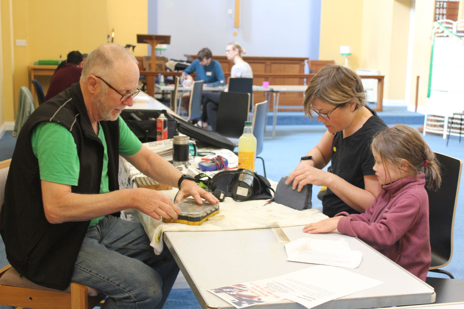 Coffee griner being mended