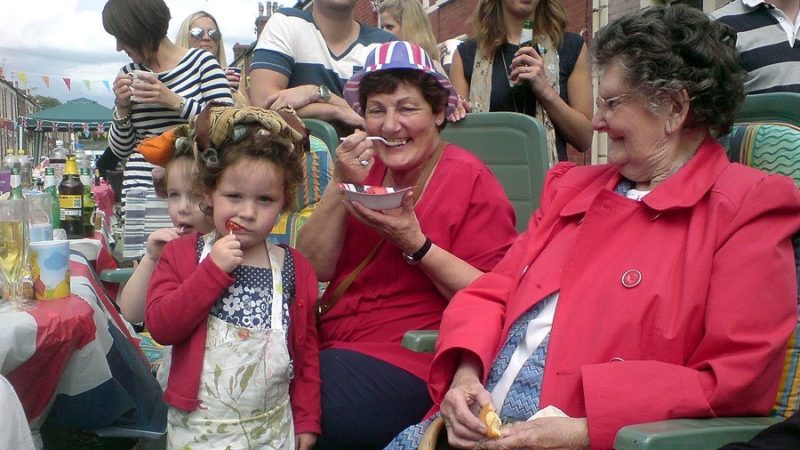 Union jack hats and plates at the Diamond Jubilee street party on Priory Road.