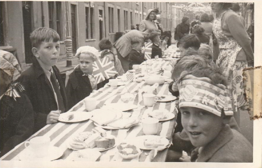 Queen's Coronation street party in 1953 on Bradley Crescent