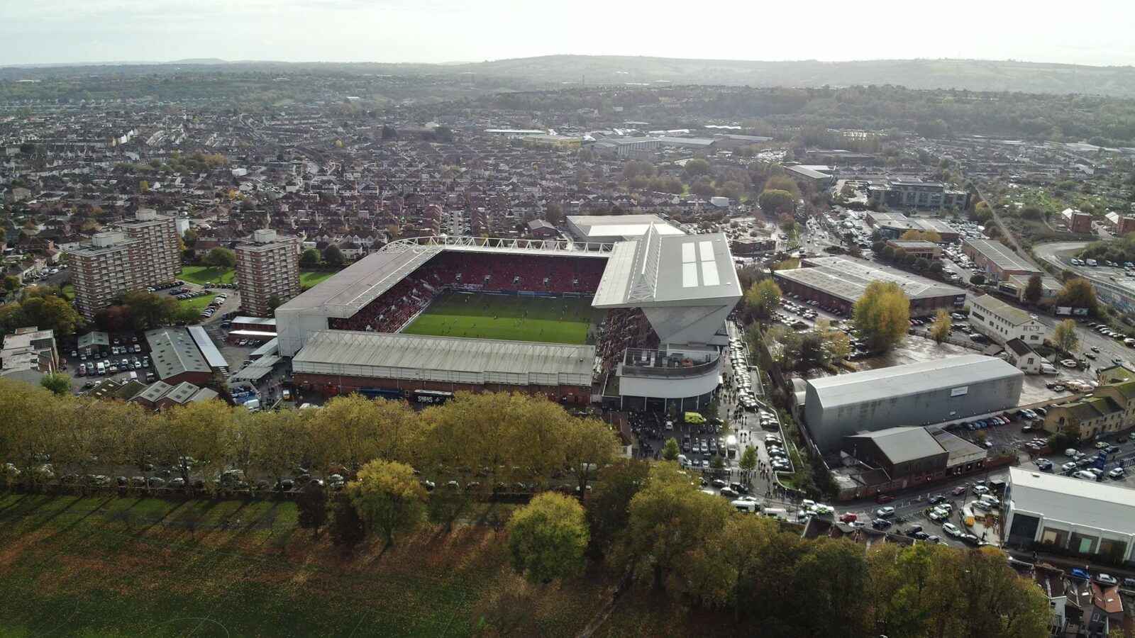 Ashton Gate Stadium from a drone with Greville Smyth Park