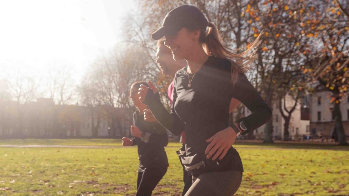A smiling runner in Queen Square