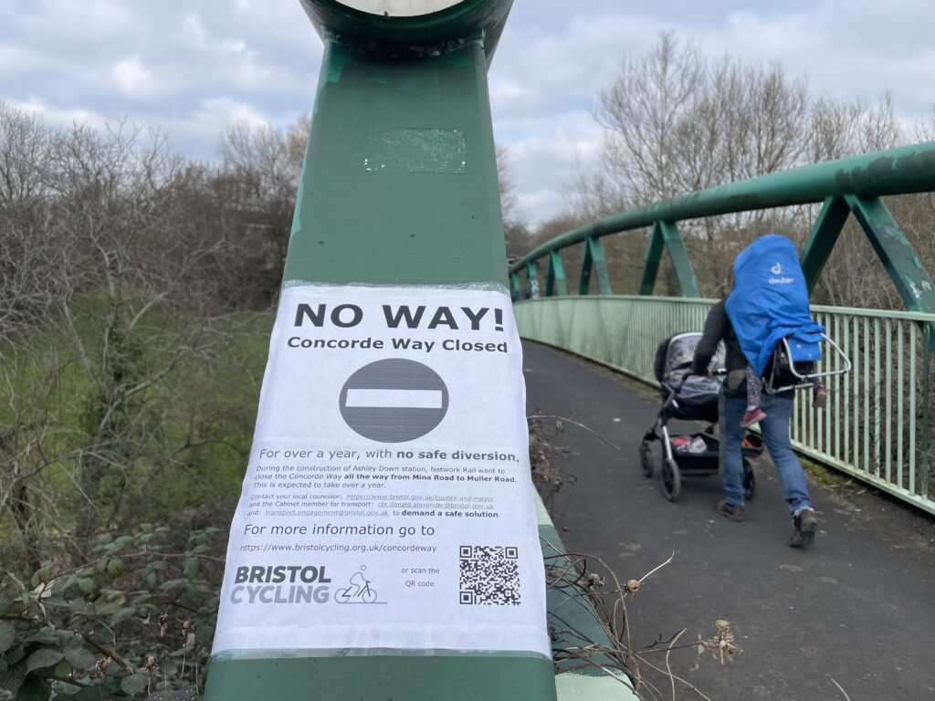 Bristol Cycling Campaign are disappointed for the planned diversions when a section of Concorde Way is closed - photo: Martin Booth