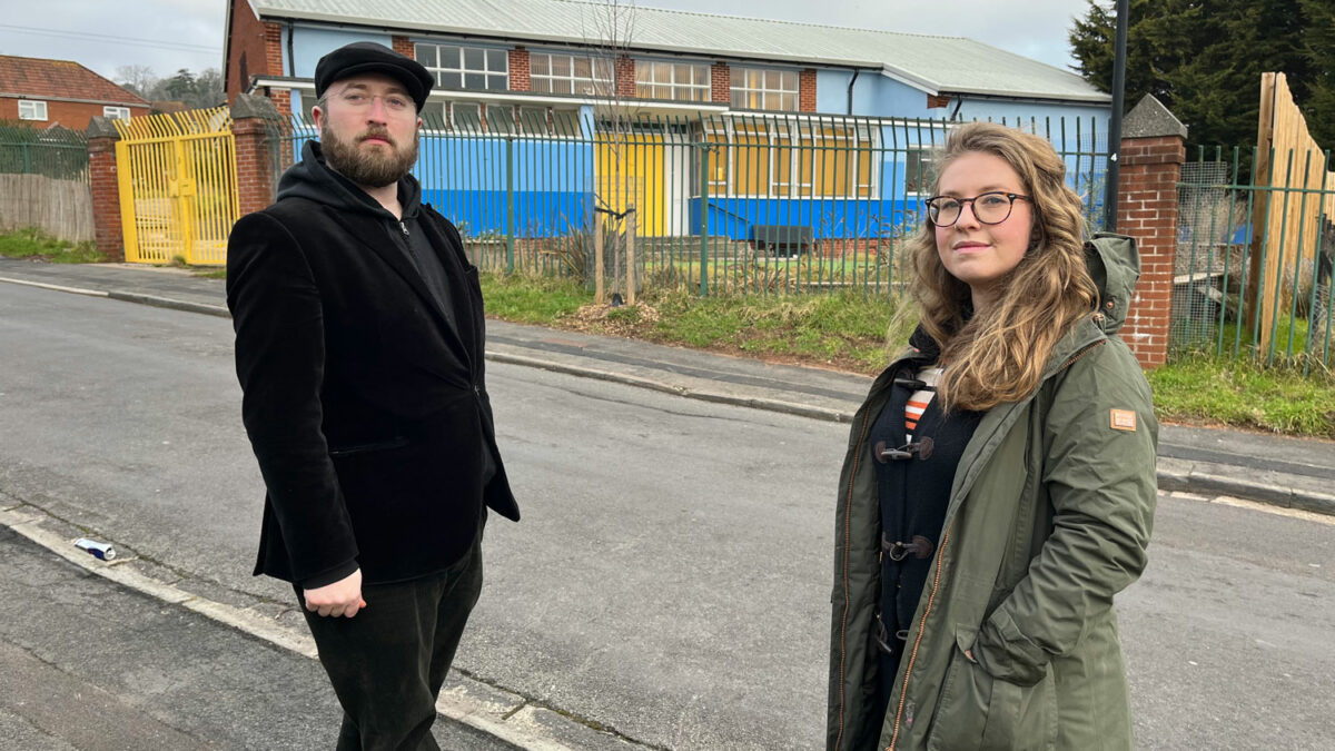 Jason Budd and Rachel Lilly outside Sea Mills Community Centre