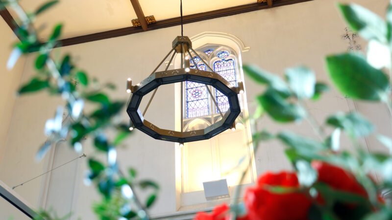 The Halo heating chandelier in situ. Photo - Herschel Infrared Ltd