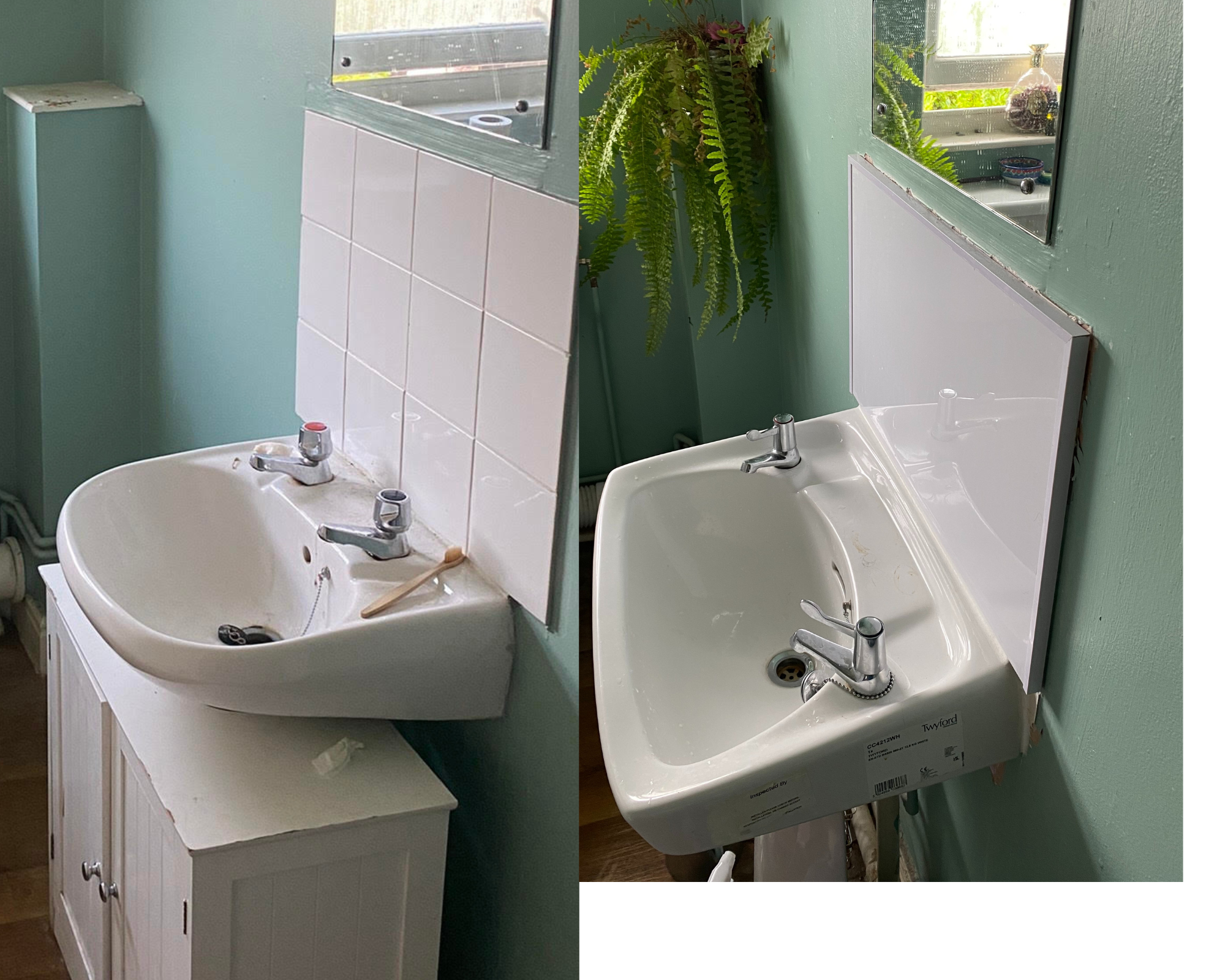 My old sink (left) and my new 'improved' sink (right)
