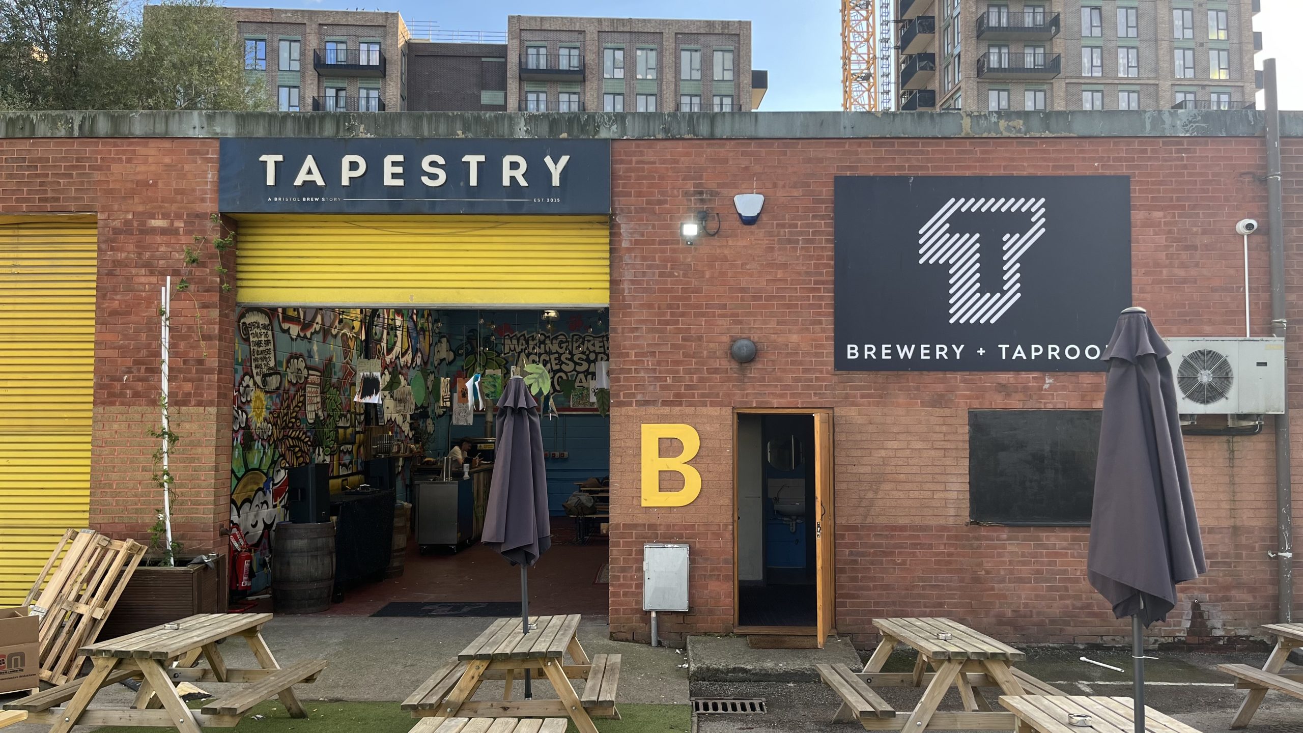 The outside of Tapestry brewery in an industrial estate