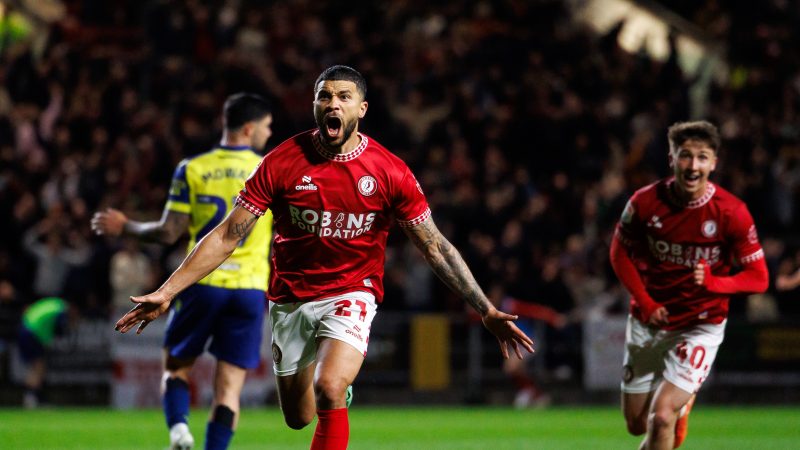 An elated Nahki Wells celebrates after scoring the winner against West Brom