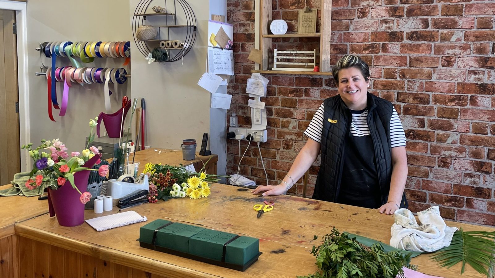 Sally Allan behind the counter at Don Gay’s Florist in Hengrove – photo Alex Cavanagh