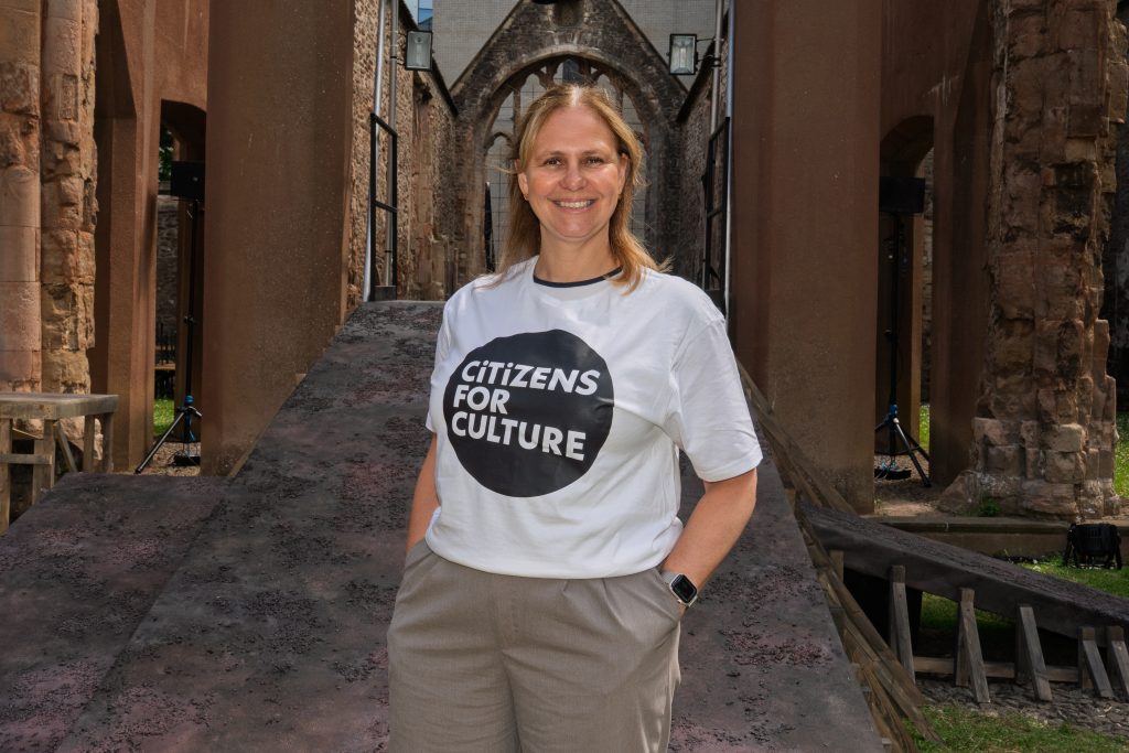 West of England Mayor Helen Godwin, wearing a Citizens for Culture t-shirt, at Temple Church
