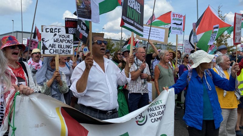 Hundreds protest outside Bristol base of Israeli arms manufacturer